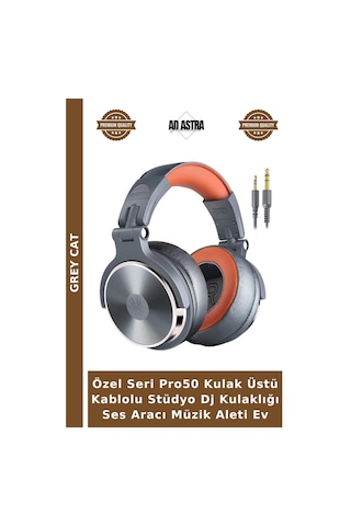 Özel Seri Pro50 Kulak Üstü Kablolu Stüdyo Dj Kulaklığı Ses Aracı Müzik Aleti Ev