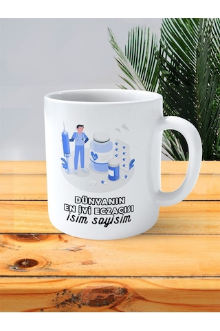 Dünyanın En İyi Eczacısı Eczane Baskılı Kupa Bardak İsimli Kişiye Özel Küçük İnsan Çok Renkli
