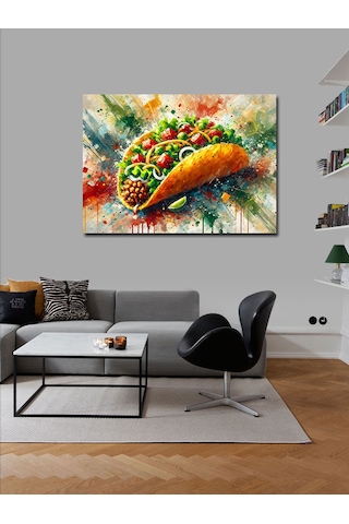 Kanvas Tablo Baharatlı Taco Lezzeti 70cmx100cm