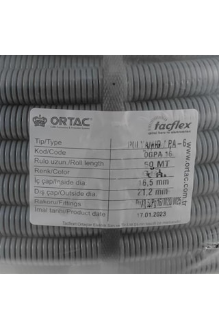 Ortaç Pg-16 Gri Polyamıd Spiral Ogpa-16 1 Paket 50 Metre