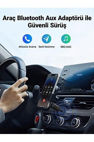 Bluetooth 5.0 Verici 3.5mm Jack Ve Dahili Mic Araç Mikrofon Bluetooth Adaptörü İle 2'si 1 Arada Alıcı Siyah
