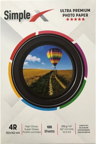 Simplex Ultra Premium 10x15 Parlak 270 Gr 100 Lük Fotoğraf Kağıdı