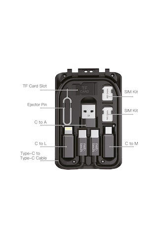 Nettech NT-DC04 Usb To Micro + Lightning + Type-C Şarj ve Data Kablosu 20 CM Siyah