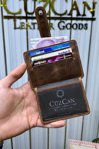 Cüzcan Jorvik Patlı Hakiki Deri Premium Kartlık Kişiye Özel İsim Baskılı Taba