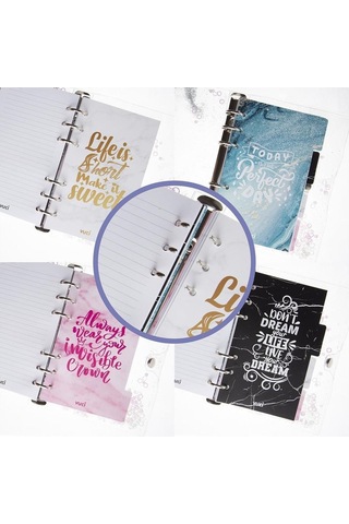 Mekanizmalı Simli Ve Sulu Kapaklı Desenli Defter Siyah