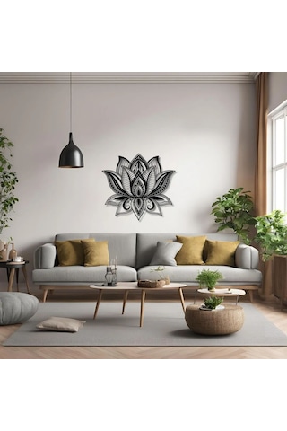Metal Duvar Dekorasyonu Lotus Çiçeği 2 Lotus Flower 2 Metal Duvar Tablosu Mandala