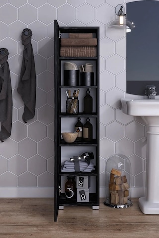 Boy Banyo Dolabı Çok Amaçlı Dolap Kiler Dolabı Siyah