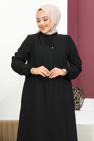 Salaş Kesim Tesettür Ferace - Siyah Siyah