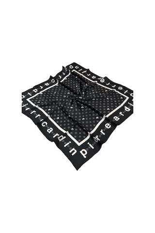Pierre Cardin İpek Eşarp - 8940438-911 Siyah Beyaz Twill Siyah Beyaz
