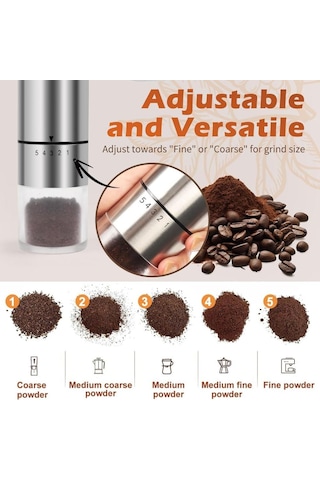 Espresso, French Press İçin Seramik Çapaklı Manuel Kahve Öğütücü, Ev Kullanımı Ve Kamp Seyahati İçin, El Kranklı Kahve Çekirdeği Öğütücüler Gümüş