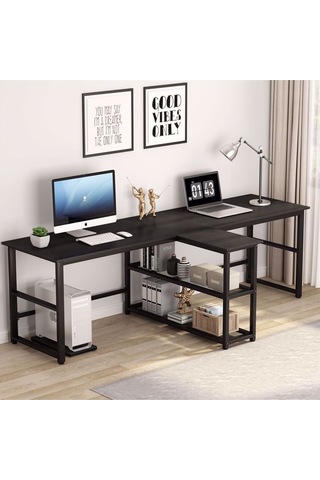 240 Cm Bilgisayar Masası, Ekstra Uzun İki Kişilik Masa, Oyun Masa 500-s Siyah