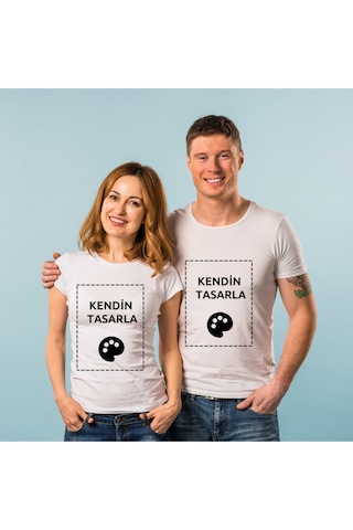 Çift Kişilik Tişört Kişiye Özel Baskı Sevgili T-shirt Her İki Bedeni De Tek Tek Sepete Ekleyiniz Beyaz