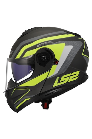 Ls2 Strobe 2 Phantom Çene Açılır Motosiklet Kaskı Gri - Neon Sarı