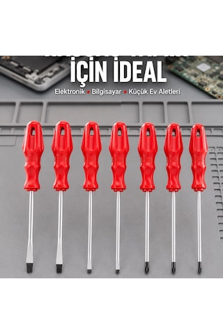 Düz Ve Yıldız Başlıklı 7li Tornavida Seti Ergonomik Tutma 18656981
