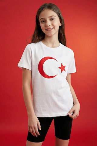 Tommy Life Beyaz Ay Yıldız Baskılı Unisex T-shirt - 11333