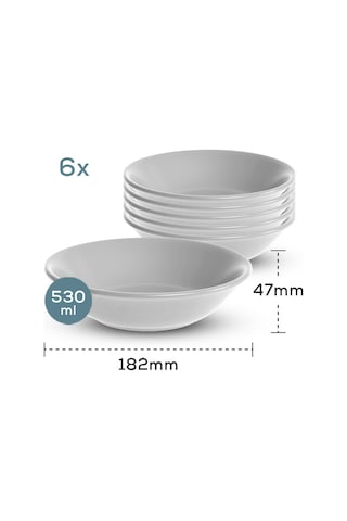 Mat Siyah Hitit Yemek Tabağı 18 Cm 6 Adet Siyah