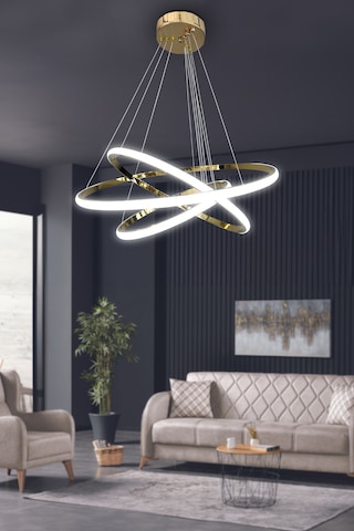 3'lü Çember Led Avize - - Kumandalı / Siyah Siyah