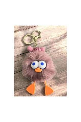 Peluş Ördek Anahtarlık Ve Çanta Aksesuarı - Mor Beyaz Beyaz