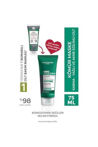 Siyah Nokta, Gözenek Görünümünü Azaltıcı Ve Arındırıcı Vegan Kömür Maske 75 Ml