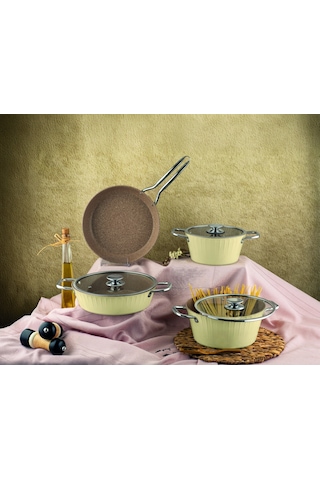 Zest Lionte İndiksiyon Tabanlı 7 Prç Granit Set Krem Zest Lionte İndiksiyon Tabanlı 7 Prç Granit Set Krem