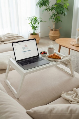 Katlanabilir Yatak Üstü Keyif Sehpası Laptop & Kahvaltı Sehpası 56 36 Cm Beyaz