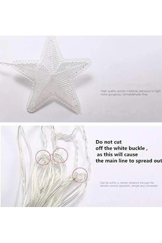 16 Yıldız Noel Işığı, Yılbaşı Perde Led Işık Yıldız Desenli Otantik Aydınlatma Fişli Günışığı Sarı