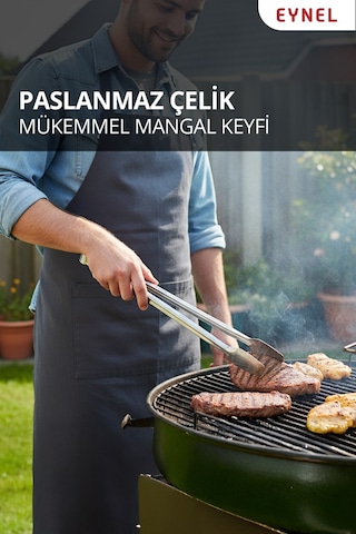 1 Adet 27 Cm Metal Mangal Maşası Orta Boy Paslanmaz Çelik Yemek Barbekü Maşası, Kömür Köz
