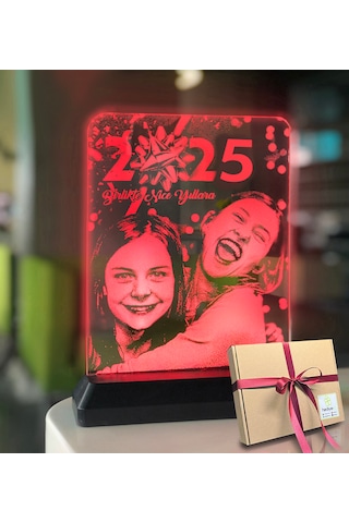 Yılbaşı Hediyesi Kişiye Özel Resimli Dikdörtgen 3d Led Gece Lamba