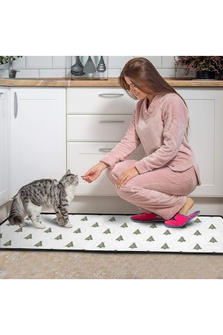 Noel Desenli 2'li Mutfak Matı, Anti-yorgunluk, Yastıklı Ve Kaymaz, Mutfak Ve Ofis İçin Noel Ağacı Daire