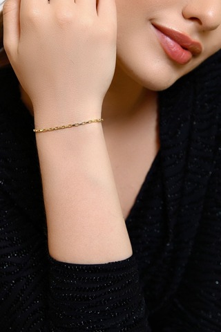 Altınkesesi Altın Parlak Zincir Bileklik Unisex - Sarı Sarı Altın