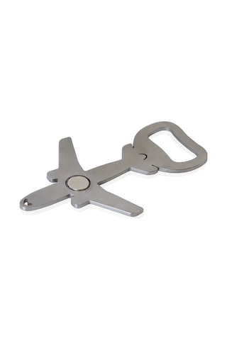 Zekupp Airbus A330 Uçak Modeli Şişe Açacağı, Paslanmaz Çelik Magnetli Uçak Figürlü Gazoz Açacağı, Gümüş Gri Renkte Mutfak Ekipmanı Gri