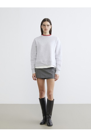 Lcw Vision Gri Bisiklet Yaka Kadın Kalın Sweatshirt