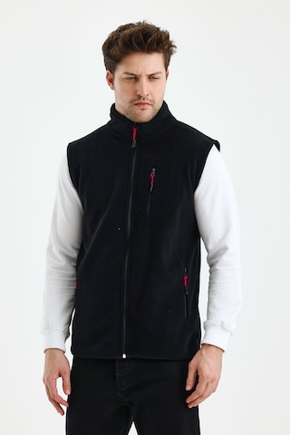 Monox Erkek Tam Fermuarlı Spor Polar Yelek Siyah