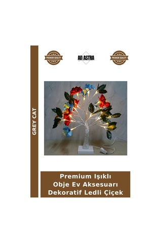 Premium Işıklı Obje Ev Aksesuarı Dekoratif Ledli Çiçek Çok Renkli