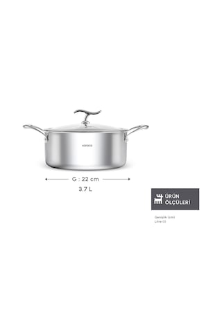 Karaca Plasma Steel 316+ 3Ply Yanmaz Yapışmaz Çelik Tencere 22 cm