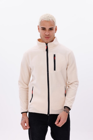 Monox Erkek Biyeli Fermuarlı Spor Polar Ceket Bej