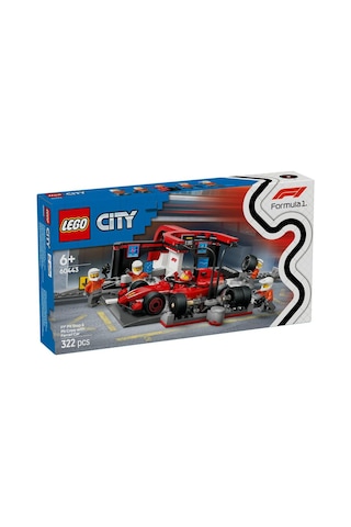 Lego City 60443 F1 Pit Stop And Pit Crew With Ferrari Car