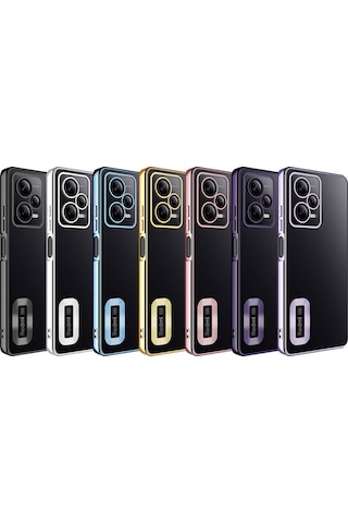 Ekılıf - Xiaomi Redmi Note 12 Pro 5g Uyumlu Kılıf Kamera Korumalı Logo Gösteren Omega Kapak - Lila