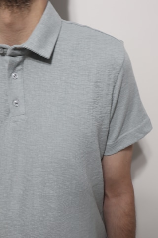 Santa Dmctekstil Erkek Tshirt-1441 Desenli Spor Kesim Rahat Kalıp Polo Yaka T-shirt Gri