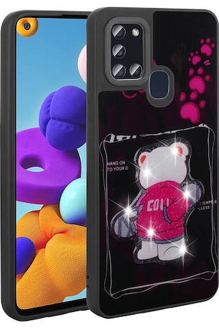 Samsung Galaxy A21s İle Uyumlu Kılıf Parlayan Kabartmalı İkonik Figürlü Silikon Kapak
