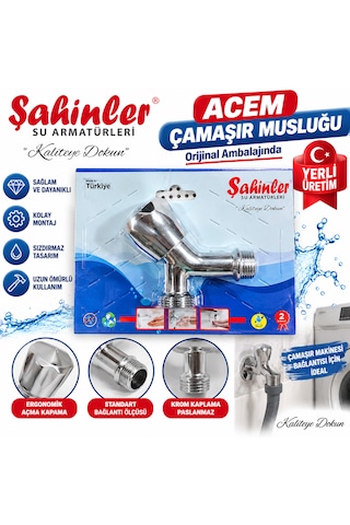 Şahinler Orjinal Ambalajında Çamaşır Musluğu Premium Ürün Yerli Üretim Krom