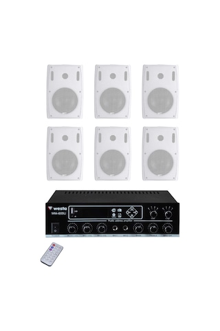 Westa Ws-6wh Ses Sistemi Paketi Amfi + 6 Duvar Hoparlör Anons & Müzik Yayını - 9042422421071