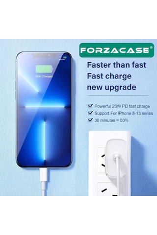 Forzacase İpad Tabletler İle Uyumlu 20w Type-c To Lightning Pd Şarj Ve Data Kablosu 1 Metre - Fc1029 Beyaz