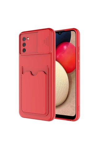 Zore Galaxy Uyumlu A02s Kılıf Kartix Kapak - Kırmızı Kirmizi