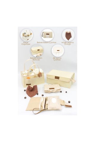 Mordesign Yenidoğan Bebek Bakım Çeyiz Seti Bebek Hediyesi, Anne Bebek Organizer, Bebek Hediye Kutusu Kahve Ekose Zg10053-2 Kahverengi