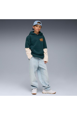 Puma Mid 90s Layered Çocuk Yeşil Kapüşonlu Sweatshirt Yeşil