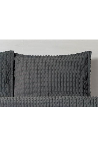 Merinos Modern Twist 3 Parça Çift Kişilik Battaniye Seti Kutulu 220x240 Koyu Gri Koyu Gri