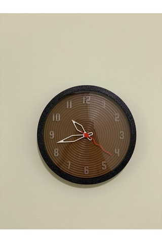 Kahverengi Spiral, Siyah Kasa, Modern Duvar Saati Siyah