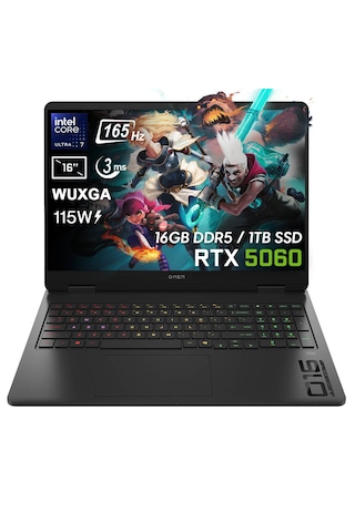 HP OMEN 16-AM0018NT BQ1Z1EA Ultra 7-255H 16 GB 1 TB SSD 8 GB RTX 5060 16" Free Dos Dizüstü Bilgisayar