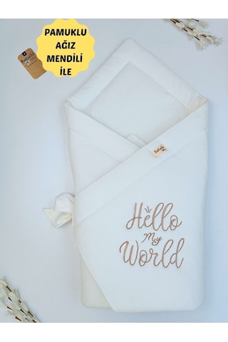 Bebek Battaniyesi %100 Pamuklu Bebek Kundak Battaniyesi Kız Erkek Dış Kundak Hastane Çıkışı Ekru